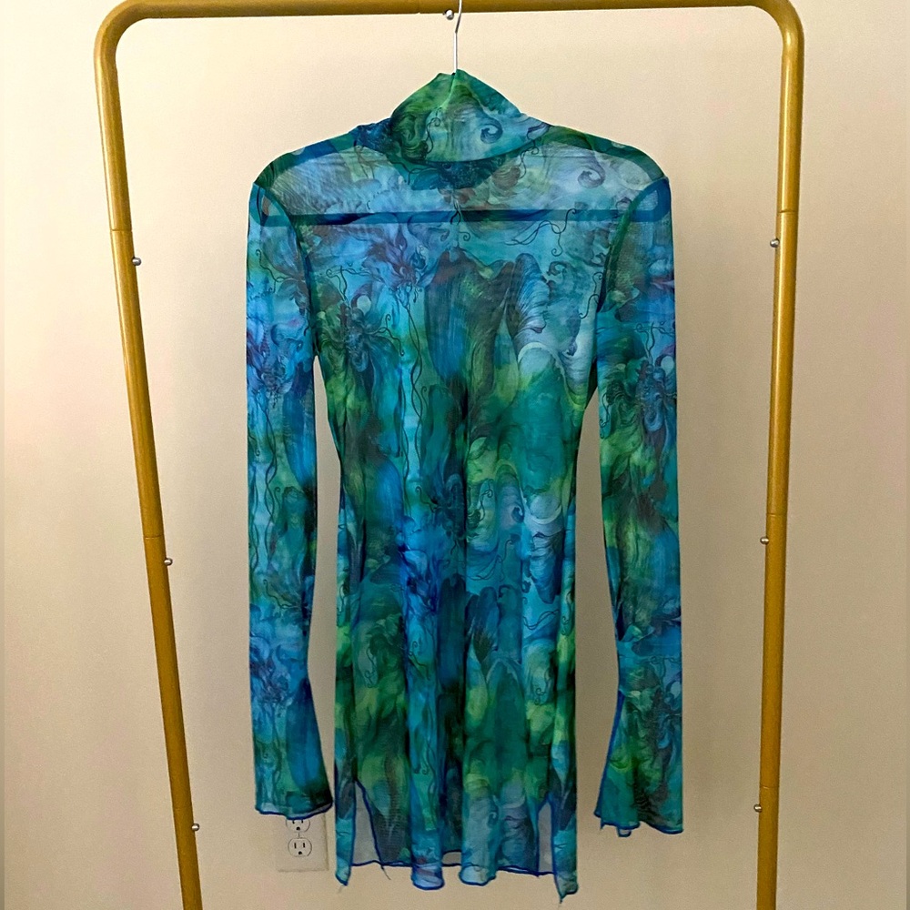 Blue mesh dress longsleeve